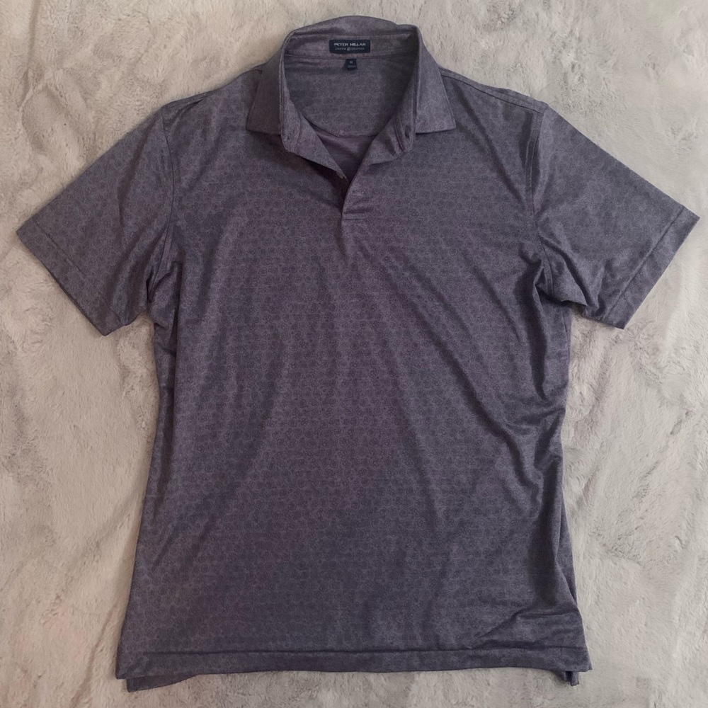 Peter Millar Mens Golf Polo Shirt M Summer Comfort Purple Floral Short Sleeve